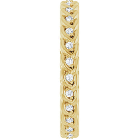 14K Yellow Gold 1/5 CTW Lab-Grown Diamond Rope Eternity Band Size 7