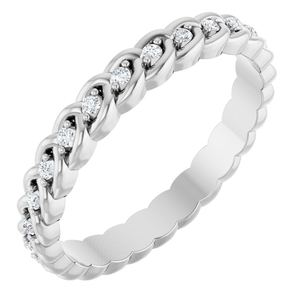 14K White Gold 1/5 CTW Natural Diamond Rope Eternity Band Size 7