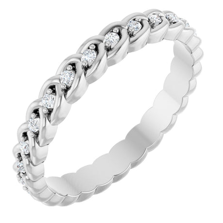 14K White Gold 1/5 CTW Lab-Grown Diamond Rope Eternity Band Size 7