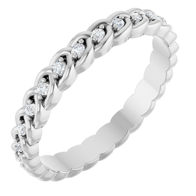 14K White Gold 1/5 CTW Lab-Grown Diamond Rope Eternity Band Size 7
