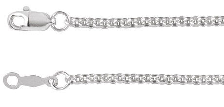 14K White Gold 2 mm Rolo 7" Chain
