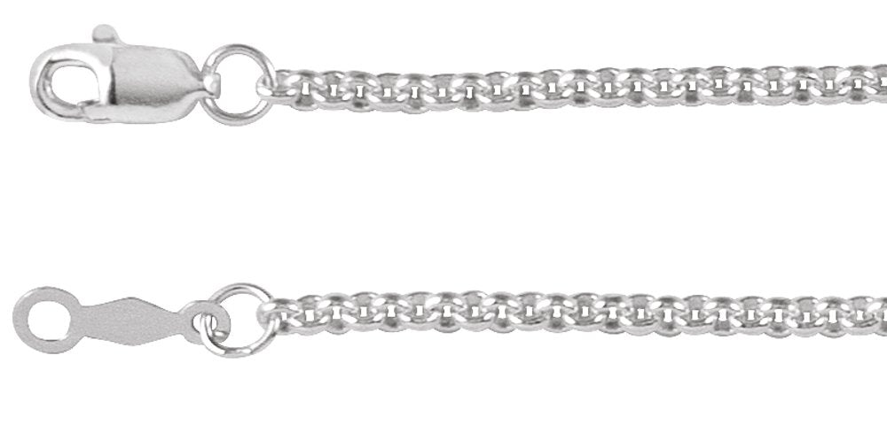 14K White Gold 2 mm Rolo 16" Chain