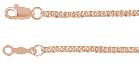 14K Rose Gold 2 mm Rolo 7" Chain