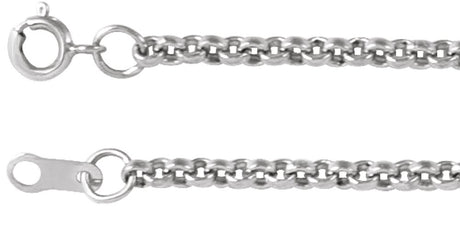 14K White Gold 2 mm Rolo 7" Chain