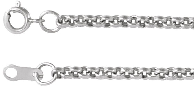 14K White Gold 2 mm Rolo 7" Chain