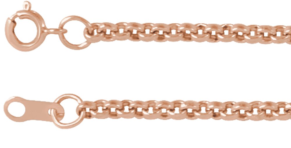 14K Rose 2 mm Rolo 18" Chain