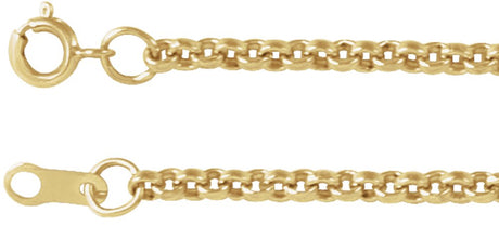 14K Yellow Gold 2 mm Rolo 7" Chain