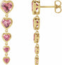 14K Yellow Gold Natural Pink Tourmaline Heart Earrings