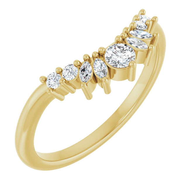 14K Yellow Gold 1/4 CTW Natural Diamond Contour Band