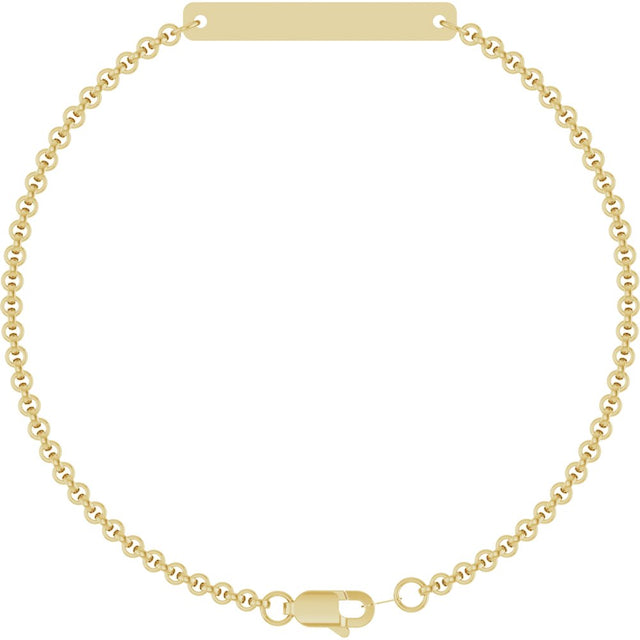 14K Yellow Gold Engravable Link 7" Bracelet