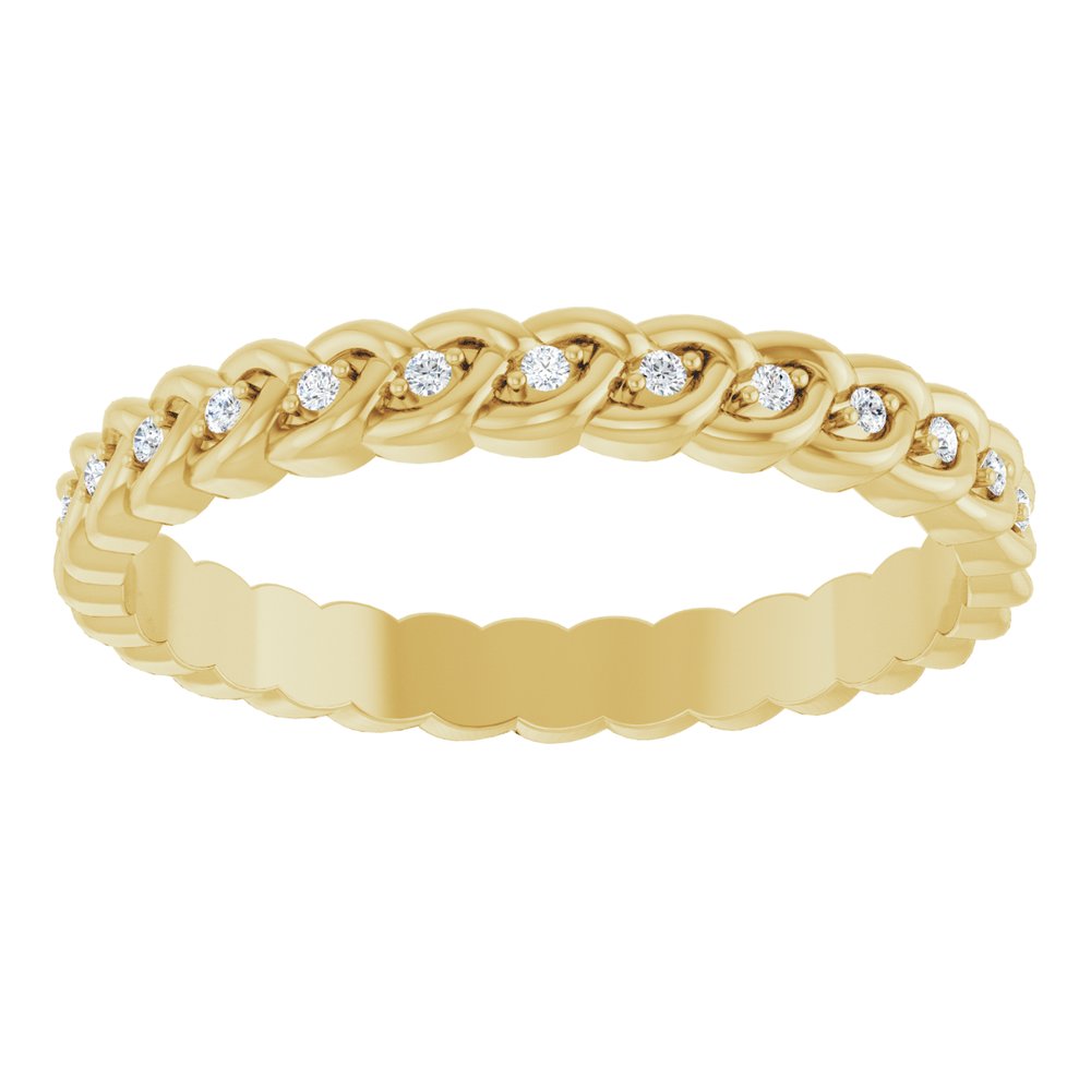14K Yellow Gold 1/10 CTW Lab-Grown Diamond Rope Eternity Band Size 9