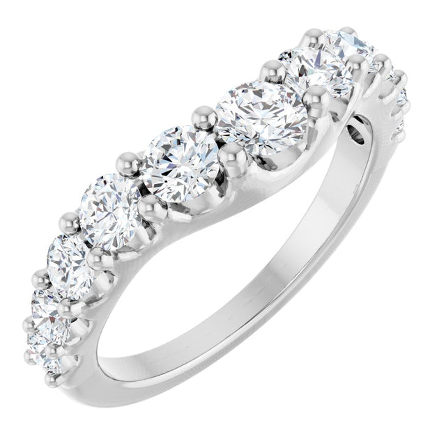 14K White Gold 1 1/3 CTW Lab-Grown Diamond Graduated Contour Band