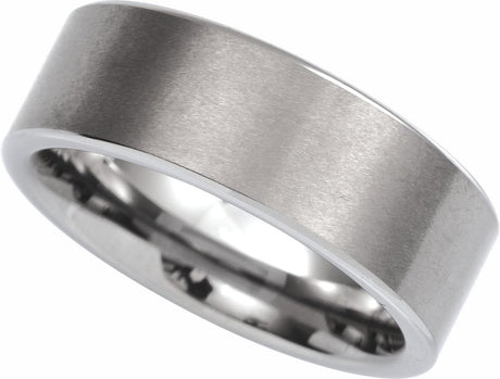 Tungsten 8 mm Comfort-Fit Flat Band Size 7.5