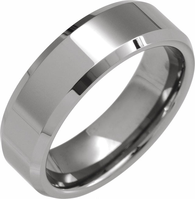 Tungsten 7 mm Beveled-Edge Band Size 7.5