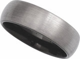 Black PVD Tungsten 7 mm Comfort-Fit Half Round Band Size 7.5
