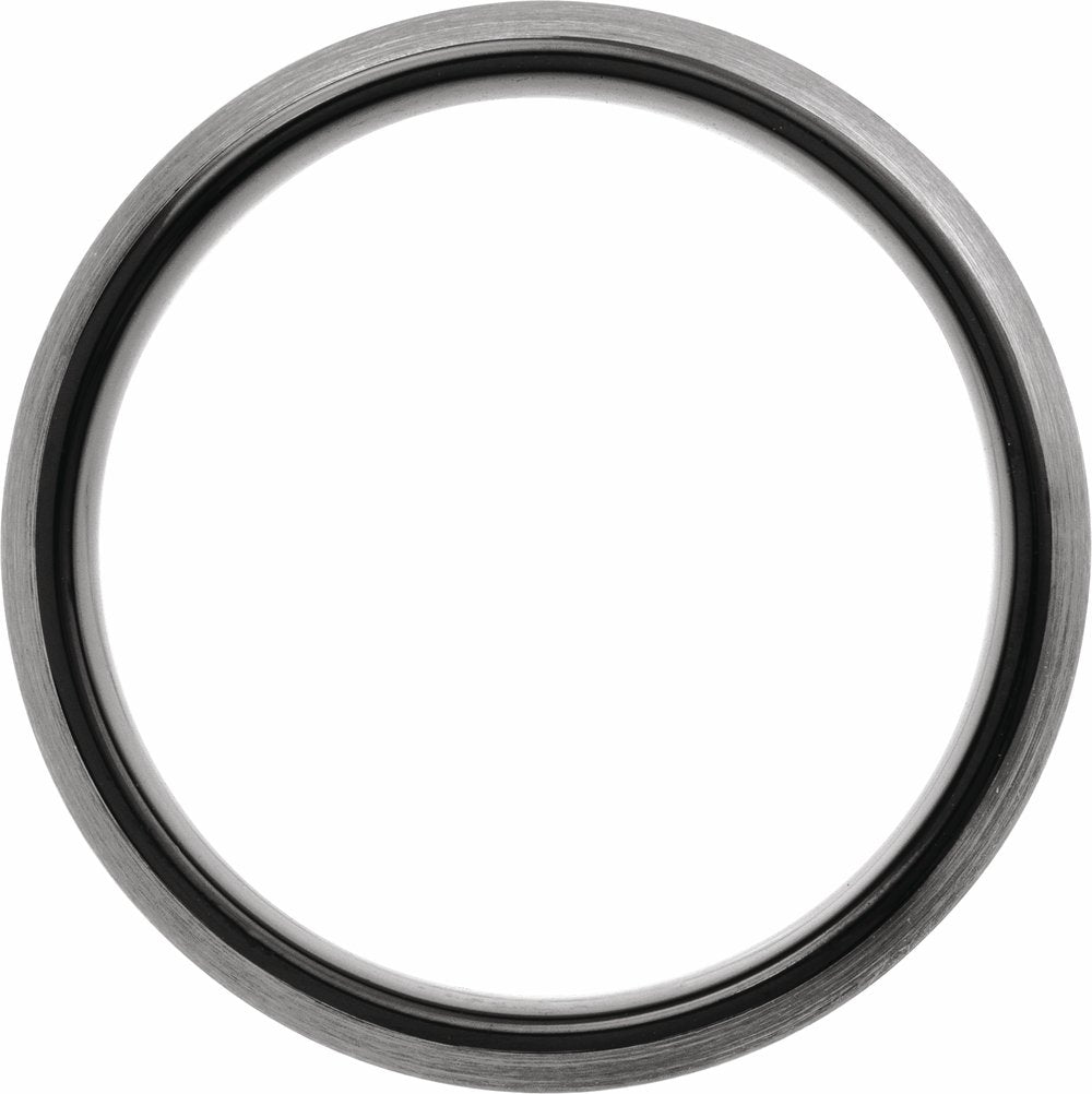 Black PVD Tungsten 7 mm Comfort-Fit Half Round Band Size 8.5