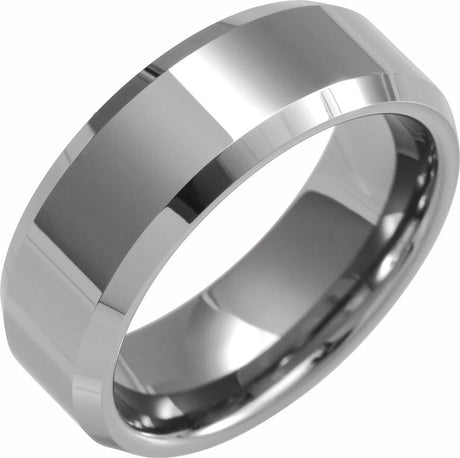 Tungsten 8 mm Beveled-Edge Band Size 7