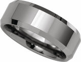 Tungsten 8 mm Beveled-Edge Band Size 7