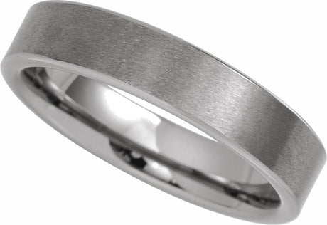 Tungsten 5 mm Comfort-Fit Flat Band Size 8.5