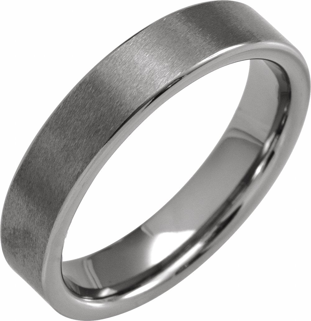 Tungsten 5 mm Comfort-Fit Flat Band Size 8.5