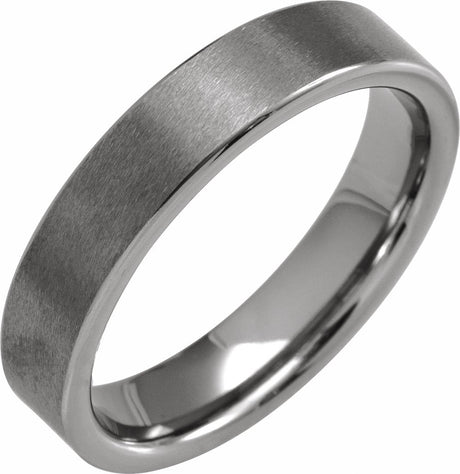 Tungsten 5 mm Comfort-Fit Flat Band Size 8.5