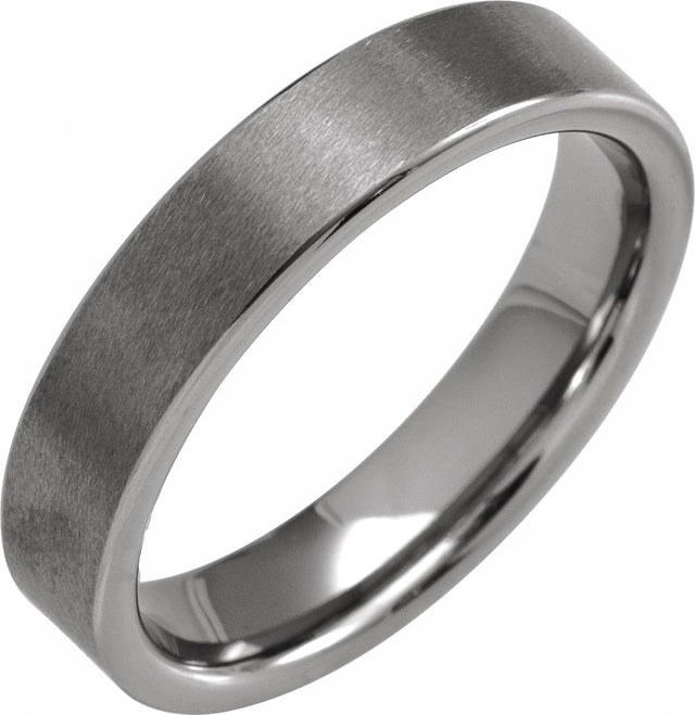 Tungsten 5 mm Comfort-Fit Flat Band Size 8.5