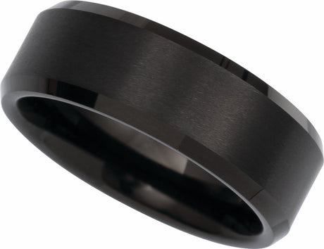 Black PVD Tungsten 8 mm Beveled-Edge Inlay Band