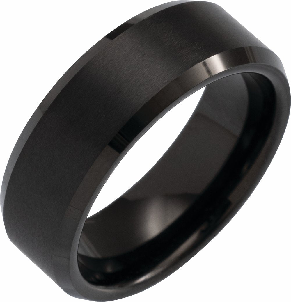 Black PVD Tungsten 8 mm Beveled-Edge Inlay Band Size 8