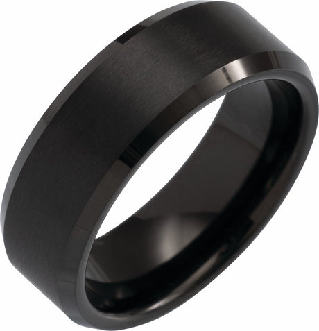 Black PVD Tungsten 8 mm Beveled-Edge Inlay Band Size 8