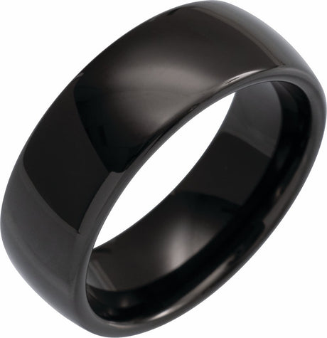 Black Tungsten 8 mm Comfort-Fit Half Round Band Size 7.5