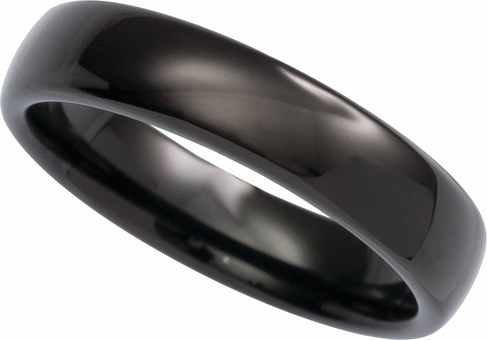 Black Tungsten 5 mm Comfort-Fit Half Round Band Size 7.5