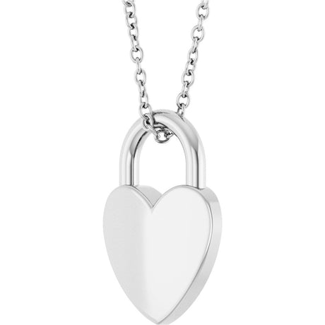 Sterling Silver Engravable Heart Lock 16-18" Necklace
