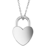 Sterling Silver Engravable Heart Lock 16-18" Necklace
