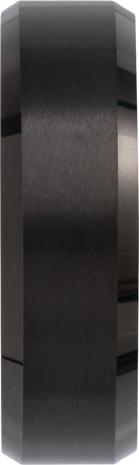 Black PVD Tungsten 7 mm Beveled-Edge Inlay Band Size 7