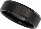 Black PVD Tungsten 7 mm Beveled-Edge Inlay Band Size 7