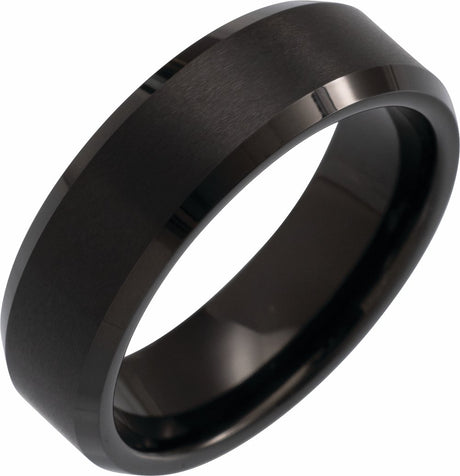 Black PVD Tungsten 7 mm Beveled-Edge Inlay Band Size 7