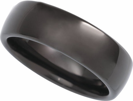 Black Tungsten 7 mm Comfort-Fit Half Round Band Size 8.5