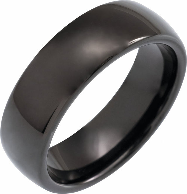 Black Tungsten 7 mm Comfort-Fit Half Round Band Size 8.5