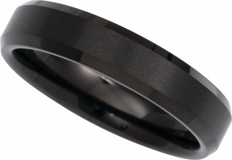 Black PVD Tungsten 5 mm Beveled-Edge Inlay Band Size 7