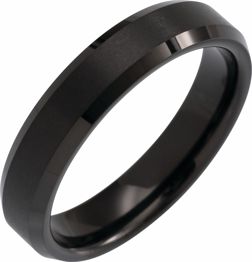 Black PVD Tungsten 5 mm Beveled-Edge Inlay Band Size 7
