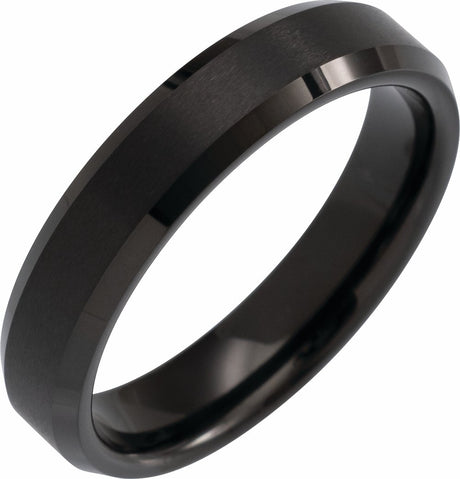 Black PVD Tungsten 5 mm Beveled-Edge Inlay Band Size 7