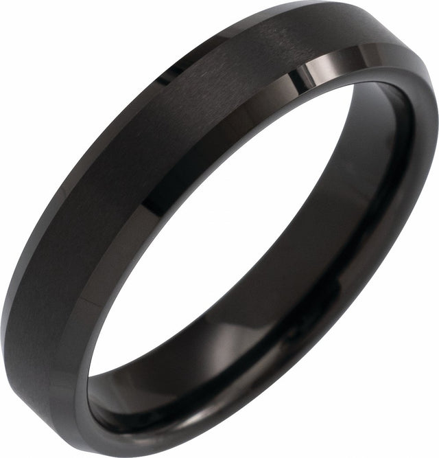 Black PVD Tungsten 5 mm Beveled-Edge Inlay Band Size 7