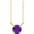 14K Yellow Gold Natural Amethyst Solitaire 18" Necklace 
