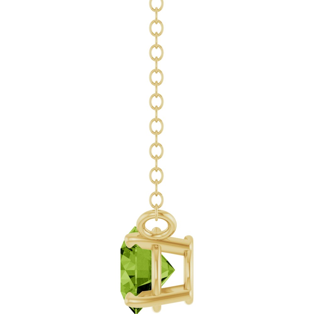 14K Yellow Gold Natural Peridot Solitaire 18" Necklace 