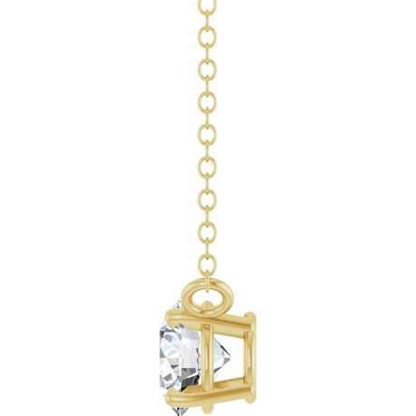 14K Yellow Gold 1/2 CT Lab-Grown Diamond Solitaire 18" Necklace 