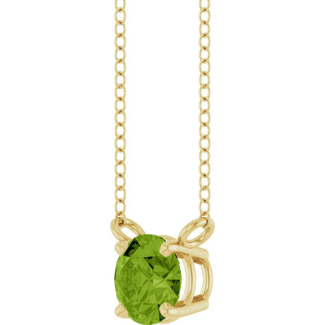 14K Yellow Gold Natural Peridot Solitaire 18" Necklace 