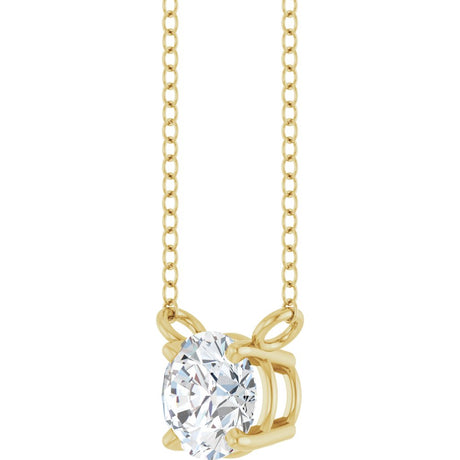 14K Yellow Gold 1/2 CT Lab-Grown Diamond Solitaire 18" Necklace 