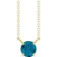 14K Yellow Gold Natural London Blue Topaz Solitaire 18" Necklace 