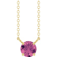 14K Yellow Gold Natural Pink Tourmaline Solitaire 18" Necklace 