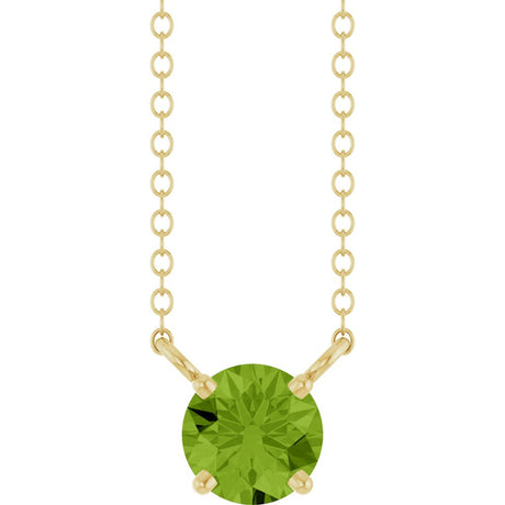 14K Yellow Gold Natural Peridot Solitaire 18" Necklace 